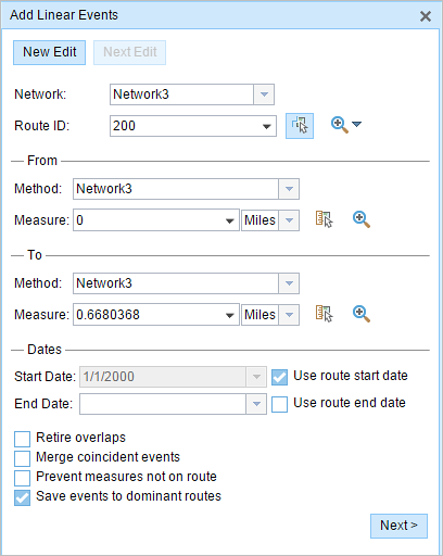 Using the route and measure method